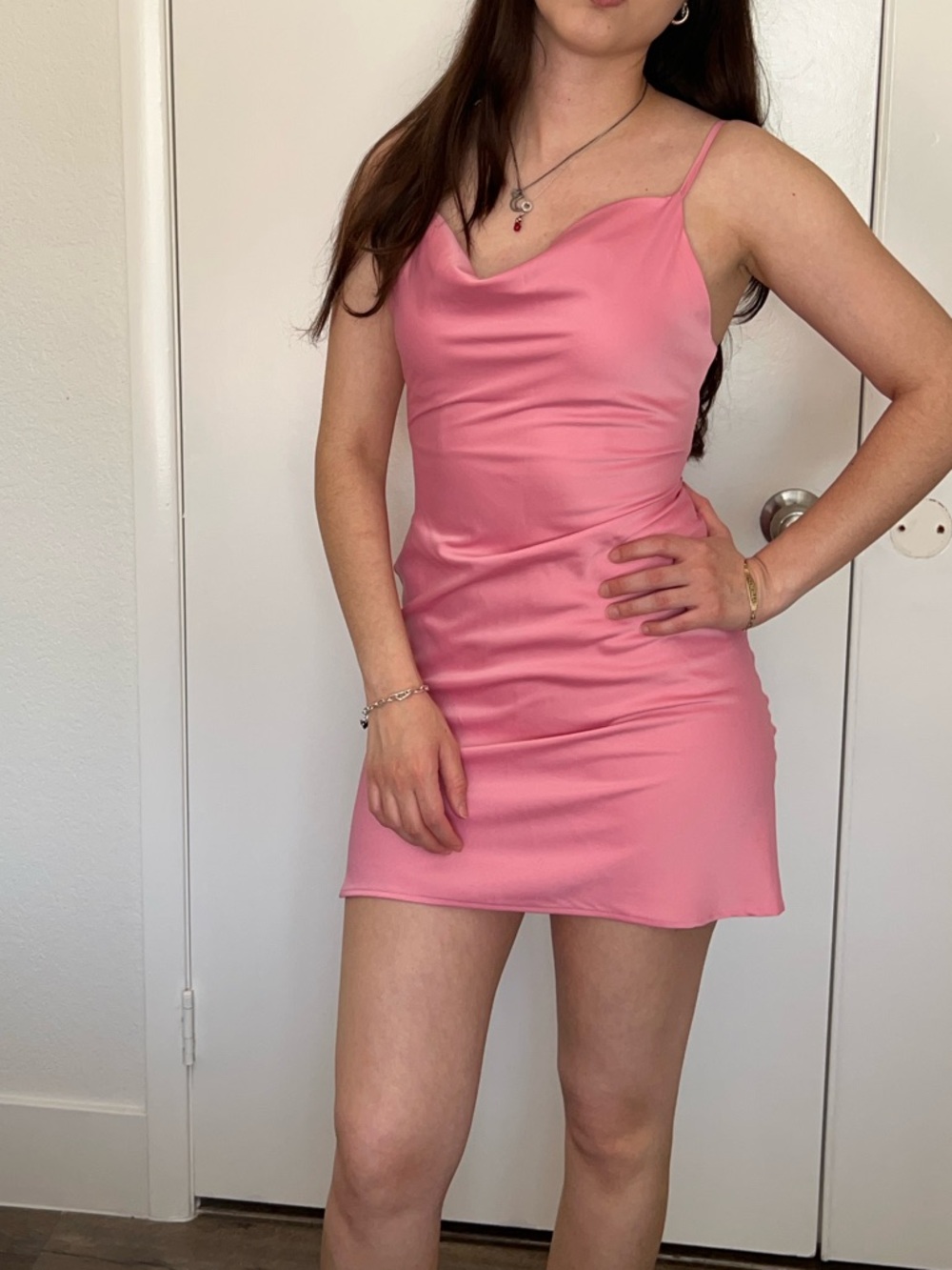 Urban Outfitters Pink Satin Mini Slip Dress